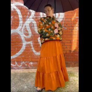 Lucy & Yak 🧡 Brie Maxi Skirt in Autumn Maple 🍁🍂 Size L / UK 16-18 / US 12-14